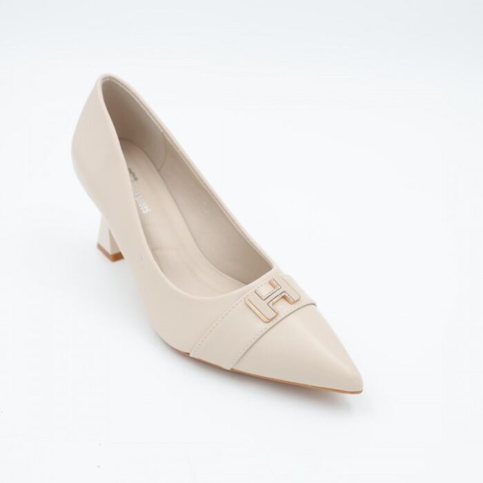 ⁦حذاء كعب عالي رفيع للنساء لون بيج⁩ - الصورة ⁦7⁩