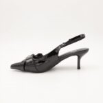 ⁦حذاء كعب متوسط رفيع نسائي بتصميم كلاسيكي مفتوح من الخلف لون اسود⁩ - الصورة ⁦6⁩