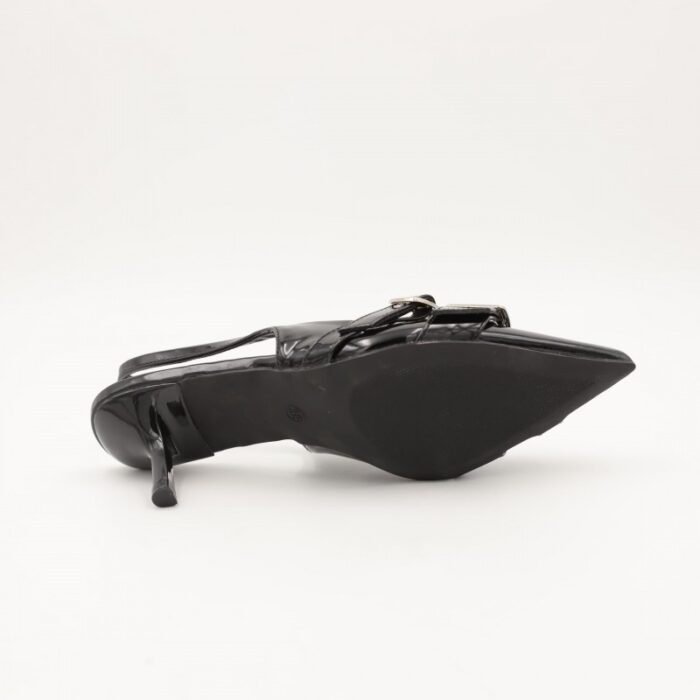 ⁦حذاء كعب متوسط رفيع نسائي بتصميم كلاسيكي مفتوح من الخلف لون اسود⁩ - الصورة ⁦7⁩