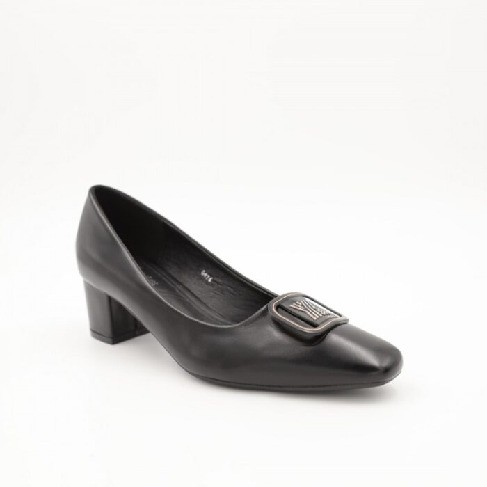 ⁦حذاء كعب متوسط نسائي بتصميم كلاسيكي لون اسود⁩ - الصورة ⁦2⁩