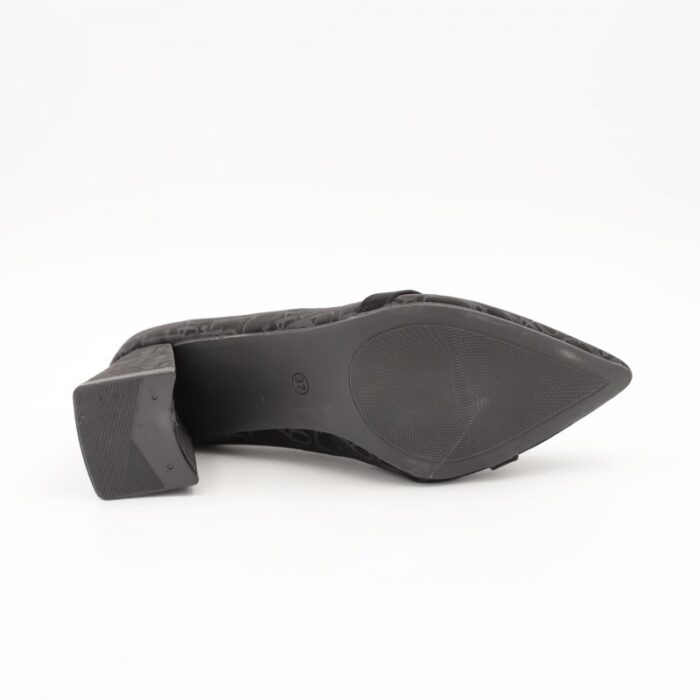 ⁦حذاء كعب نسائي أنيق بتصميم كلاسيكي بنقشة لون اسود⁩ - الصورة ⁦6⁩