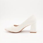 ⁦حذاء كعب نسائي أنيق بتصميم كلاسيكي بنقشةلون ابيض⁩ - الصورة ⁦7⁩