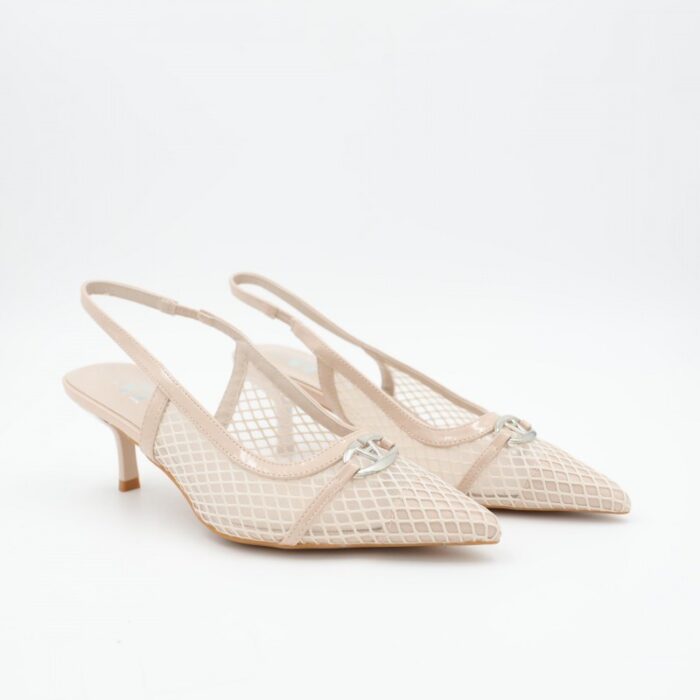 103383269_685eba03887e3 حذاء كعب متوسط رفيع نسائي بتصميم كلاسيكي مشبك مفتوح من الخلف لون بيج - الصورة 1