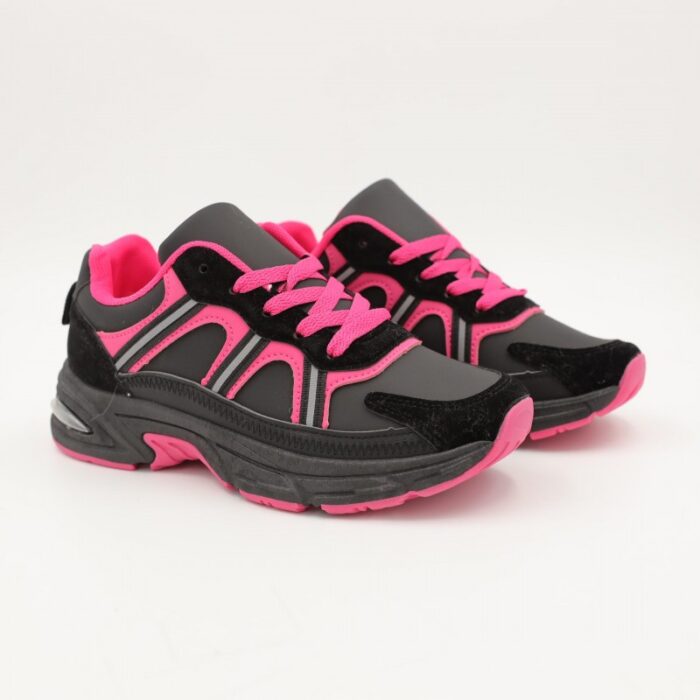 ⁦حذاء سبورت مريح و انيق و عملي للصبايا لون اسود وفوشي⁩ - الصورة ⁦7⁩