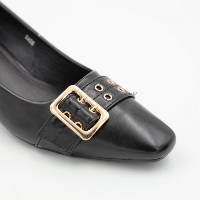 ⁦حذاء كعب متوسط نسائي بتصميم كلاسيكي مع احزمه مزخرفه لون اسود⁩ - الصورة ⁦3⁩