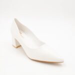 ⁦حذاء كعب عريض متوسط للنساء لون ابيض⁩ - الصورة ⁦6⁩