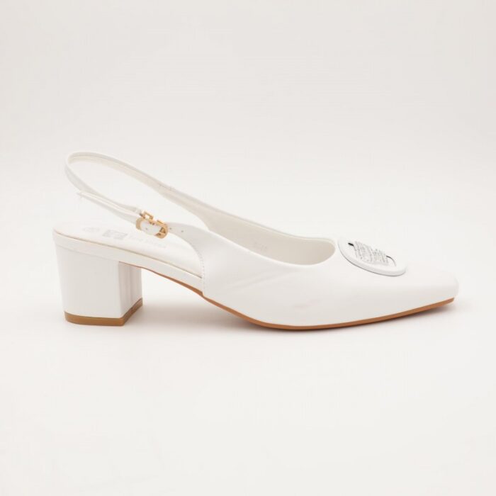 103383296_685eba581fa95 حذاء كعب متوسط نسائي بكعب عريض بتصميم مفتوح من الخلف لون ابيض - الصورة 1