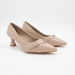 ⁦حذاء كعب رفيع متوسط للنساء لون عسلي⁩ - الصورة ⁦3⁩