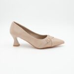 ⁦حذاء كعب رفيع متوسط للنساء لون عسلي⁩ - الصورة ⁦5⁩