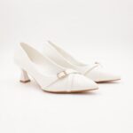 ⁦حذاء كعب رفيع متوسط للنساء لون ابيض⁩ - الصورة ⁦2⁩