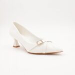 ⁦حذاء كعب رفيع متوسط للنساء لون ابيض⁩ - الصورة ⁦3⁩