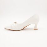 ⁦حذاء كعب رفيع متوسط للنساء لون ابيض⁩ - الصورة ⁦5⁩