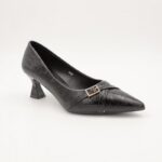 ⁦حذاء كعب رفيع متوسط للنساء لون اسود⁩ - الصورة ⁦2⁩