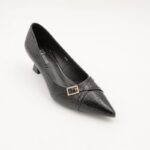 ⁦حذاء كعب رفيع متوسط للنساء لون اسود⁩ - الصورة ⁦5⁩