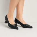 ⁦حذاء كعب رفيع متوسط للنساء لون اسود⁩ - الصورة ⁦7⁩