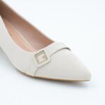 ⁦حذاء كعب عريض متوسط للنساء لون بيج⁩ - الصورة ⁦6⁩