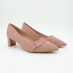 ⁦حذاء كعب عريض متوسط للنساء لون نود⁩ - الصورة ⁦6⁩