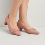 ⁦حذاء كعب عريض متوسط للنساء لون نود⁩ - الصورة ⁦7⁩