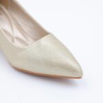 ⁦حذاء كعب ستاتي عريض متوسط لون ذهبي⁩ - الصورة ⁦3⁩