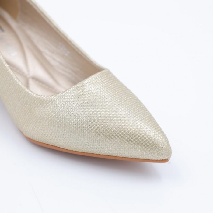 ⁦حذاء كعب ستاتي عريض متوسط لون ذهبي⁩ - الصورة ⁦3⁩