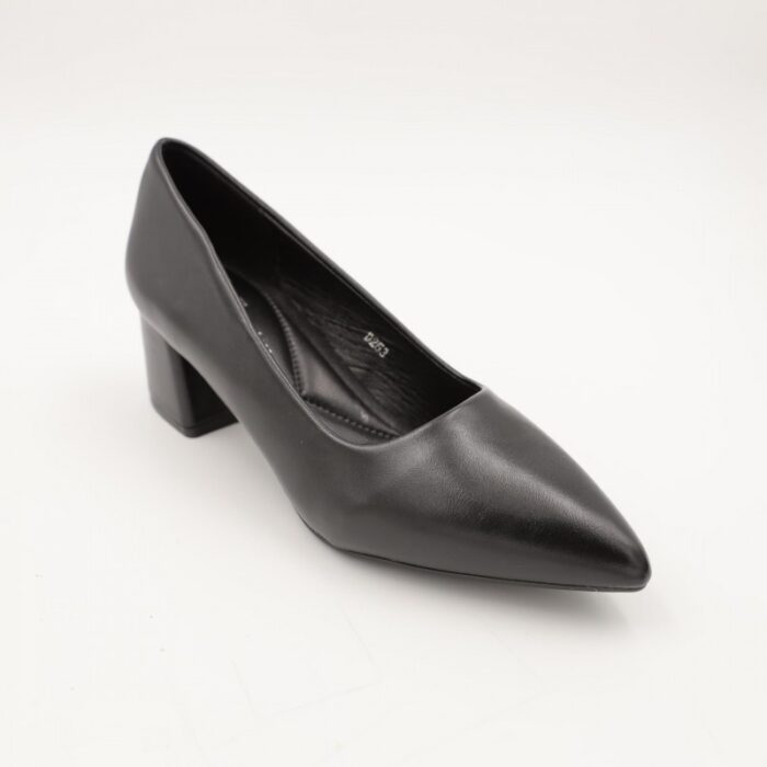 ⁦حذاء كعب ستاتي عريض متوسط لون اسود⁩ - الصورة ⁦5⁩