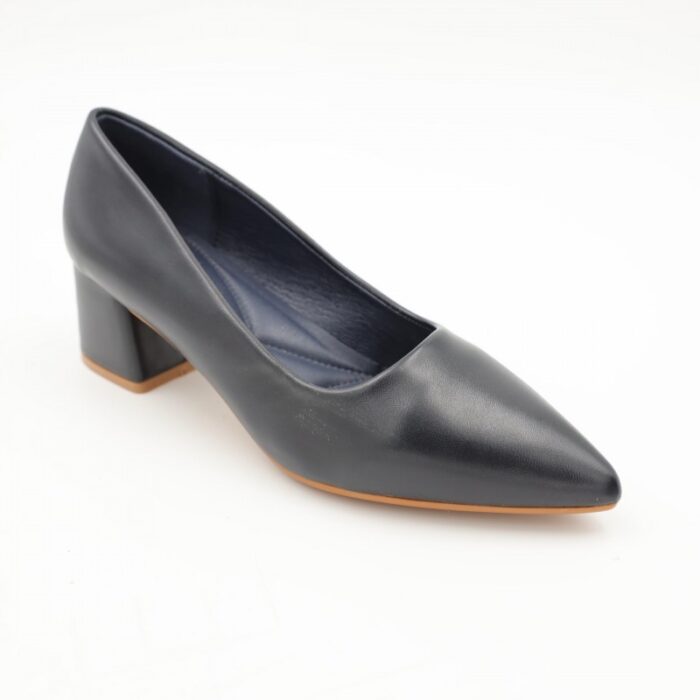 ⁦حذاء كعب ستاتي عريض متوسط لون كحلي⁩ - الصورة ⁦3⁩