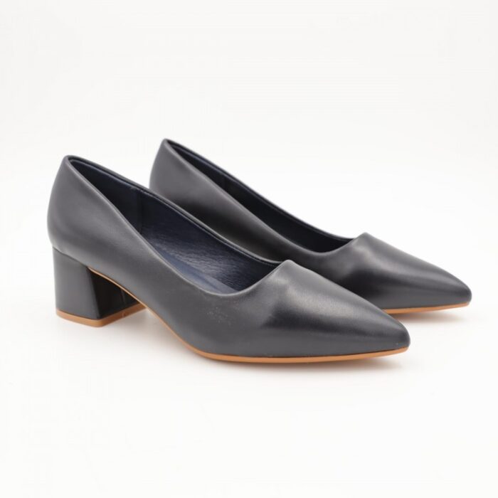 ⁦حذاء كعب ستاتي عريض متوسط لون كحلي⁩ - الصورة ⁦5⁩