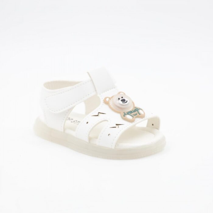 ⁦صندل أطفال بتصميم دبدوب لون ابيض⁩ - الصورة ⁦2⁩