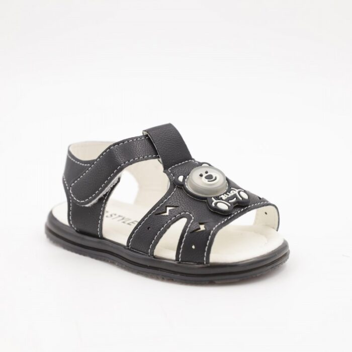 ⁦صندل أطفال بتصميم دبدوب لون اسود⁩ - الصورة ⁦2⁩