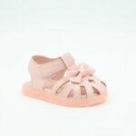 صندل اطفال بناتي بتصميم ببيونه لون زهري