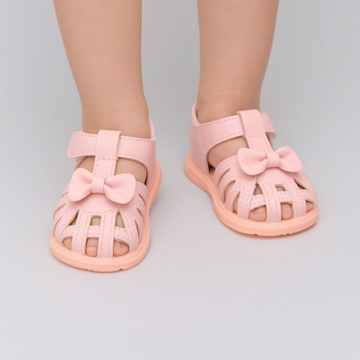 ⁦صندل اطفال بناتي بتصميم ببيونه لون زهري⁩ - الصورة ⁦5⁩