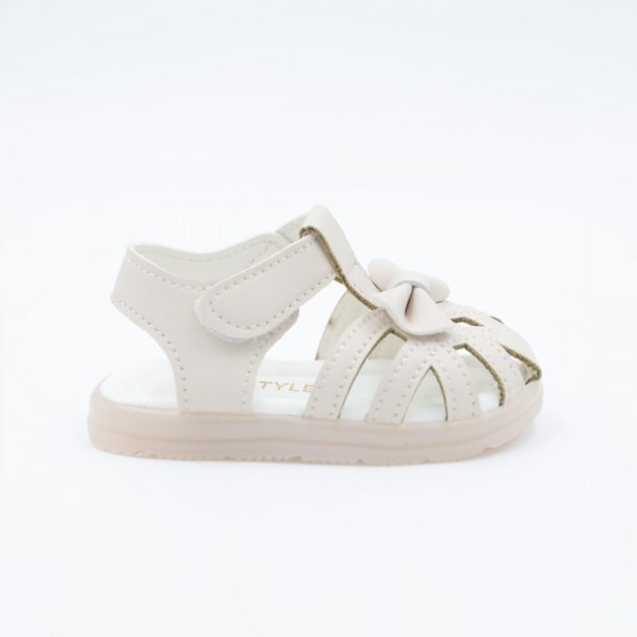 103383381_685ebb7329289 صندل اطفال بناتي بتصميم ببيونه لون بيج - الصورة 1