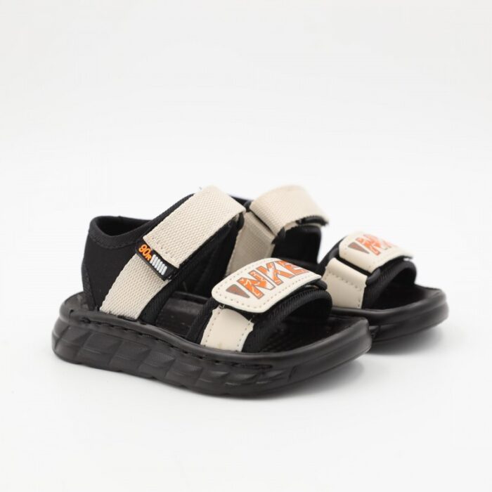 ⁦صندل اطفال ولادي مع لاصق لون اسود وبيج⁩ - الصورة ⁦1⁩