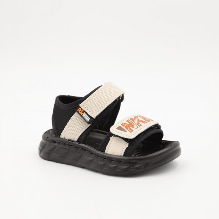 ⁦صندل اطفال ولادي مع لاصق لون اسود وبيج⁩ - الصورة ⁦2⁩