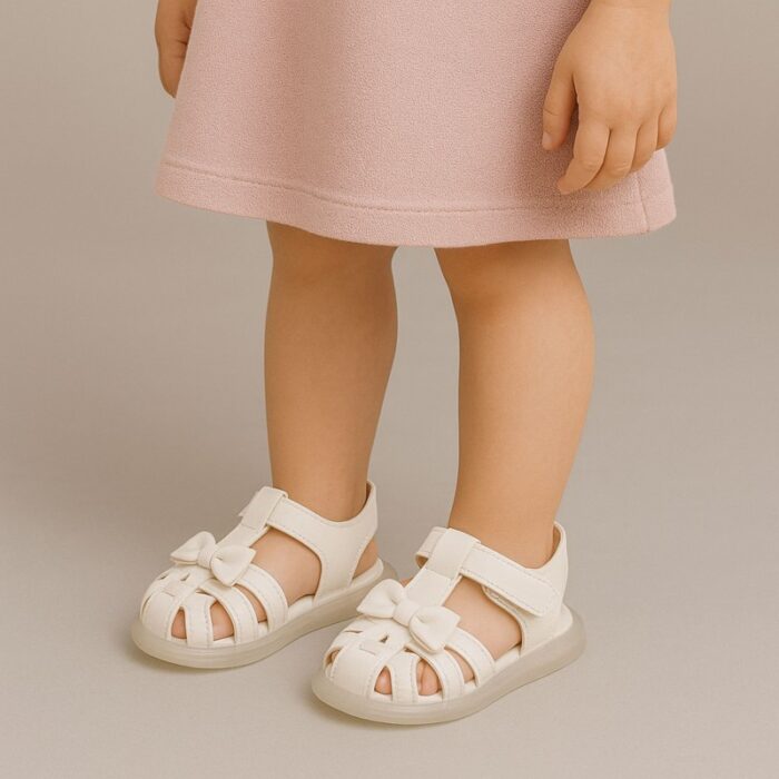 ⁦صندل اطفال بناتي بتصميم ببيونه لون ابيض⁩ - الصورة ⁦6⁩