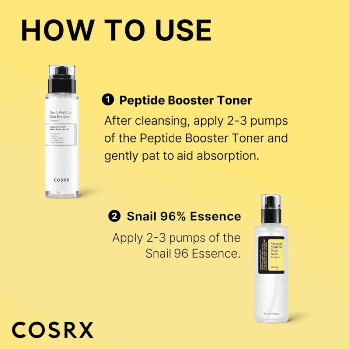 ⁦(طقم كوزركس هيالورنك أسيد + سروم) COSRX 96% Snail MucinPeptide Booster Set⁩ - الصورة ⁦2⁩