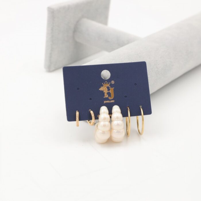 103383580_685ebda960db8 مجموعة أقراط حلقات دائرية وحلق لولو حجم وسط لون ذهبي - الصورة 1