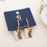 حلق قوس قزح مستطيل لون ذهبي