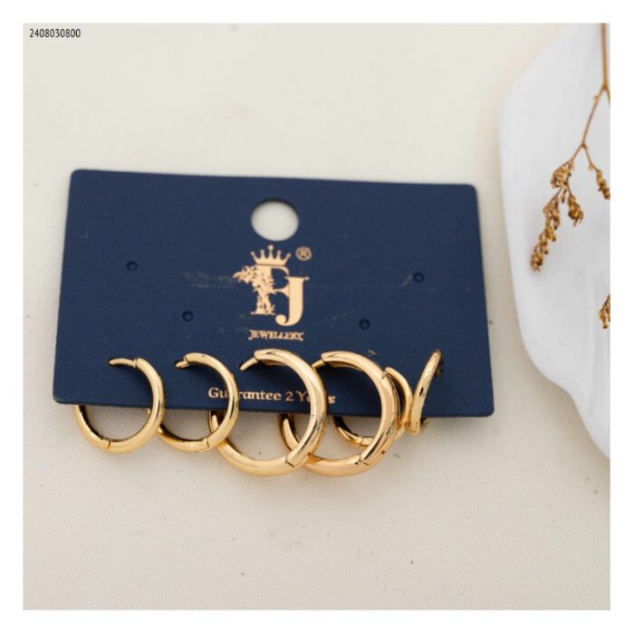 103383582_685ebdac07520 مجموعة أقراط على شكل حلقات لون ذهبي - الصورة 1