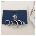 مجموعة أقراط شكل حلقات لون فضي