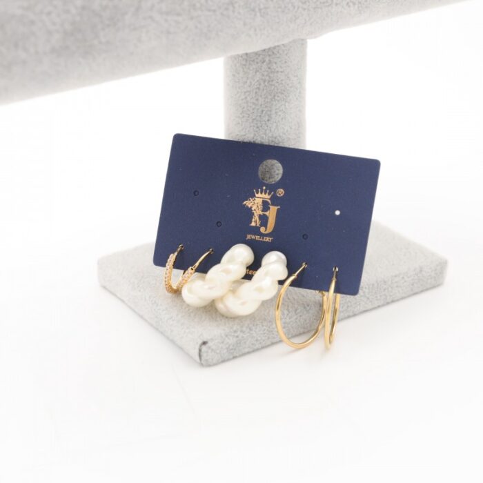 103383606_685ebdbd6ebb4 مجموعة أقراط حلقات دائرية وحلق لولو لون ذهبي - الصورة 1