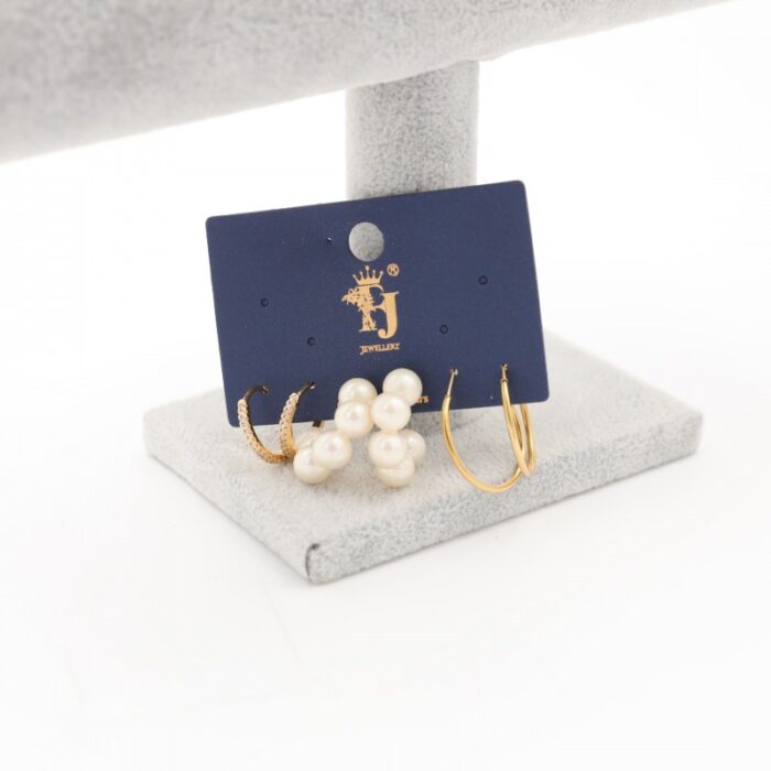 103383607_685ebdbf95159 مجموعة أقراط حلقات دائرية وحلق لولو لون ذهبي - الصورة 1