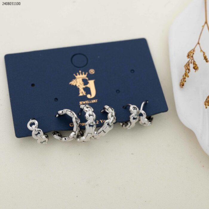 103383608_685ebdc013c52 مجموعة أقراط شكل حلقات مع دوائر لون فضي - الصورة 1