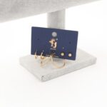 مجموعة أقراط شكل حلقات دائرية لون ذهبي