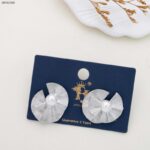 حلق صفائح مع حجر زركون لون فضي