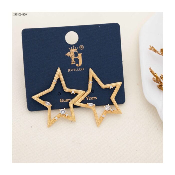 103383631_685ebded969ba حلق شكل نجمة مع زركون لون ذهبي - الصورة 1