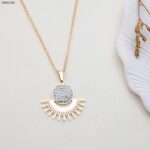 سلسال شعاع شمس مع دائرة زركون لون ذهبي