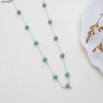 سلسال مع خرز أزرق لون فضي