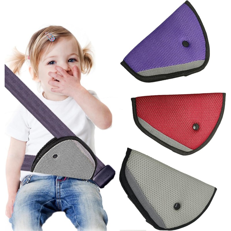 ⁦أداة ضبط حزام أمان السيارة للأطفال - وسادة واقية لسلامة الكتف، مسند مثلث الشكل مصنوع من نسيج شبكي هوائي - لون أسود⁩ - الصورة ⁦1⁩