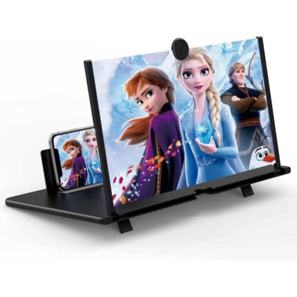 مكبر شاشة ثلاثي الابعاد( 10 بوصة) مع حامل للجوال قابل للطي مخصص للهواتف الذكية والتابليت والايباد - عالي الدقة لحماية العين